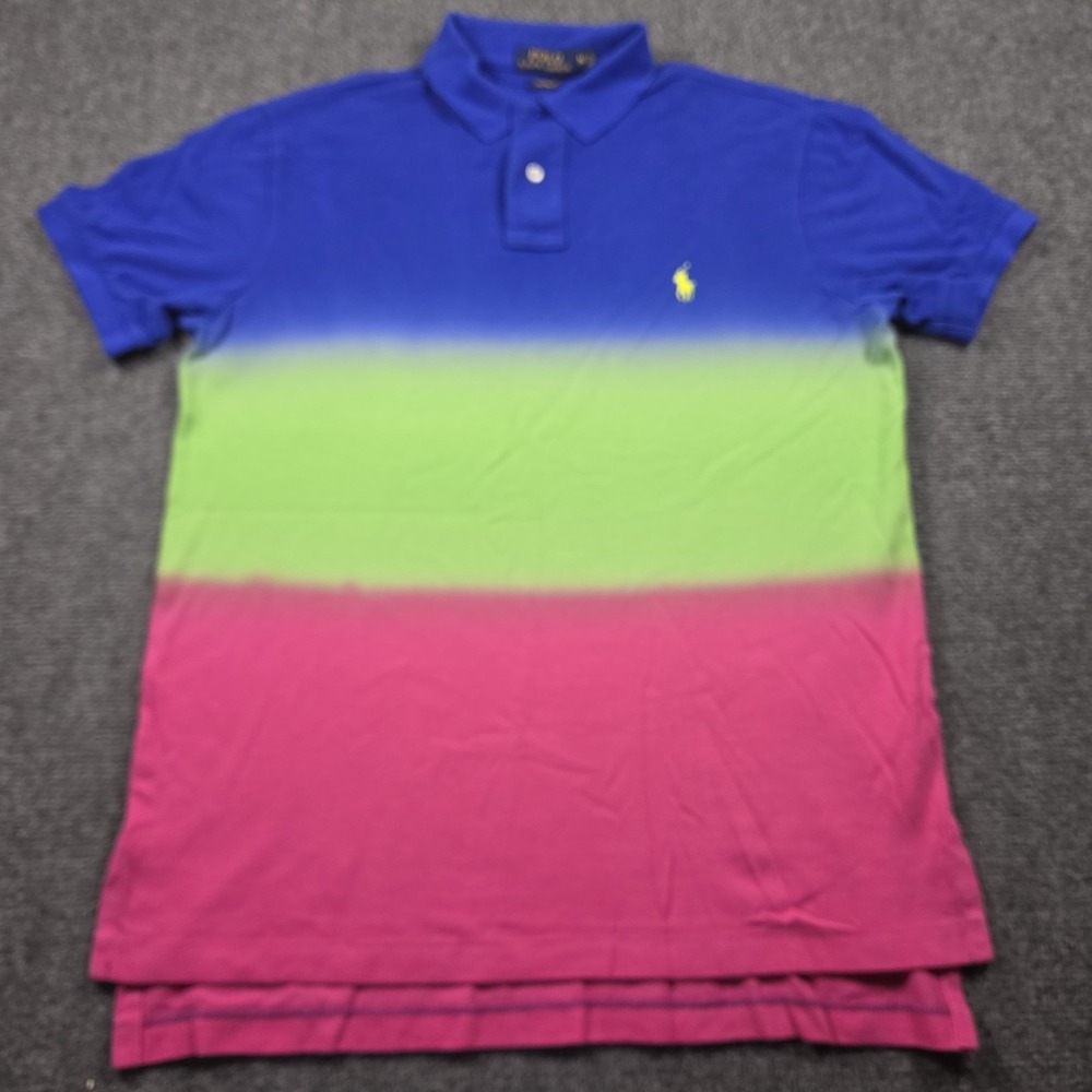 Polo Ralph Lauren Custom Fit Polo Shirt Mens M Dip Dye Ombre Short Sleeve Pony